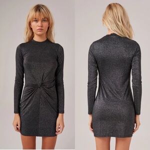 NWT THE FIFTH LABEL Backbeat Long Sleeve Dress in Metallic Black Size Medium